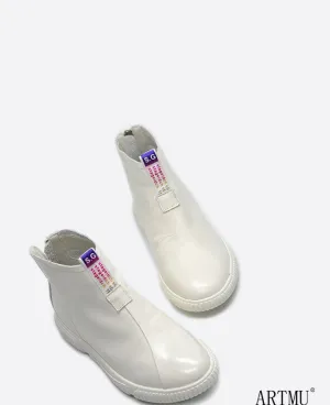ARTMU ZIP FRONT LEATHER ANKLE BOOTS