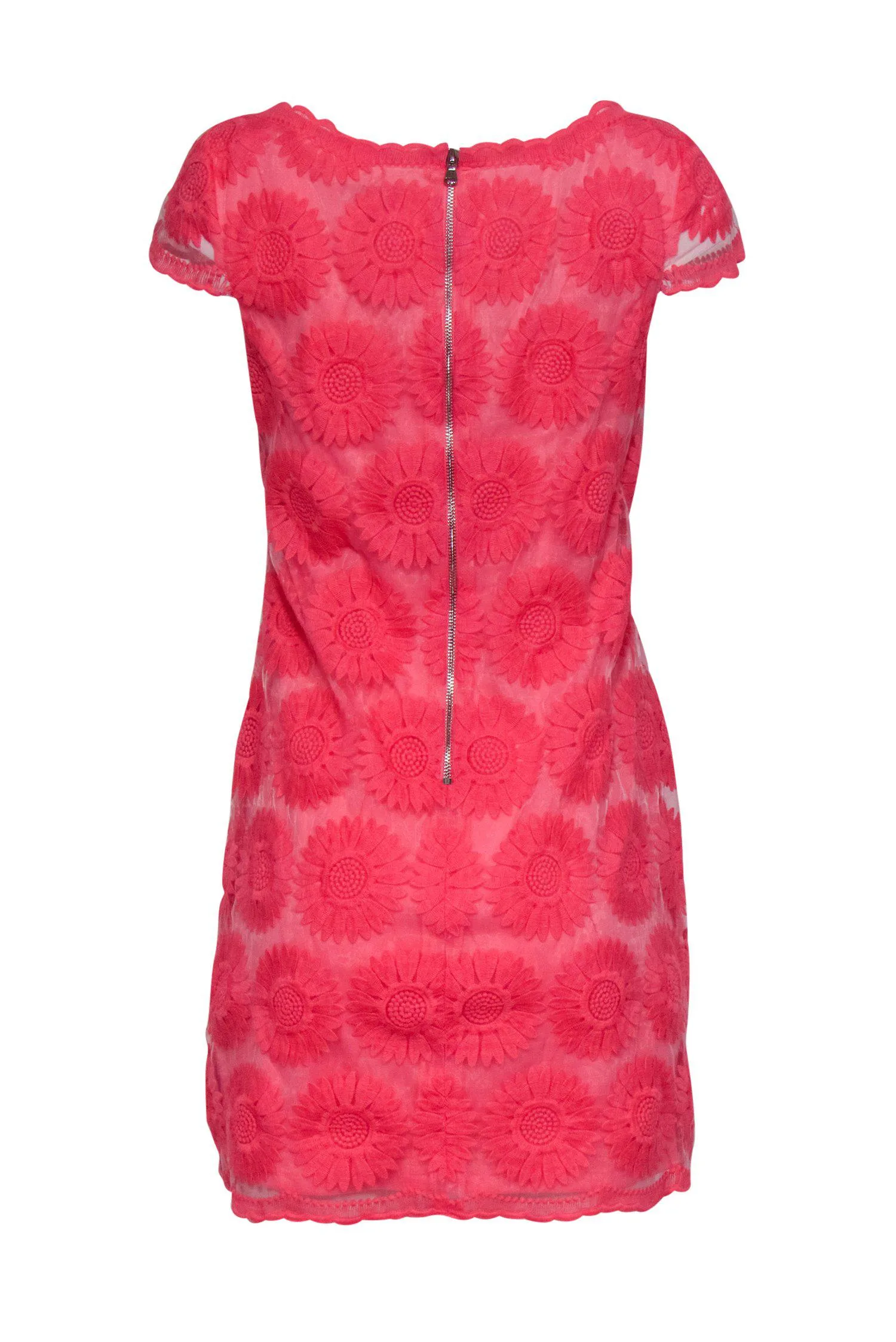 Betsey Johnson - Pink Cap Sleeve Floral Embroidered Shift Dress Sz 6