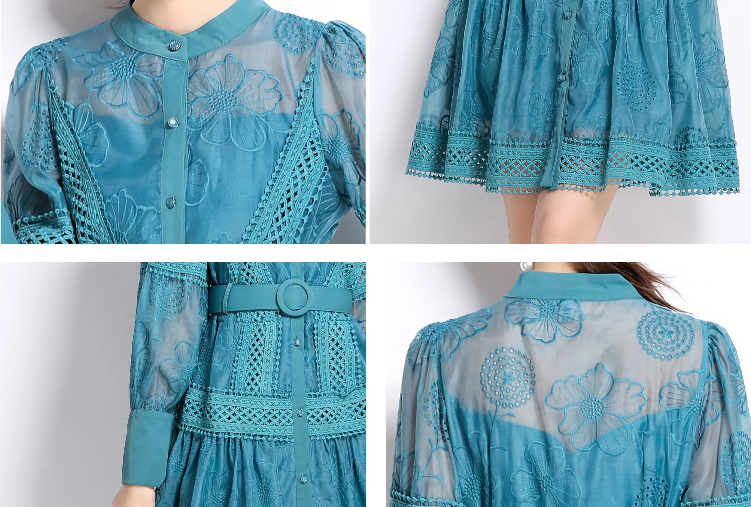 BK-Womens Hollow Lantern Sleeve Mini Dress