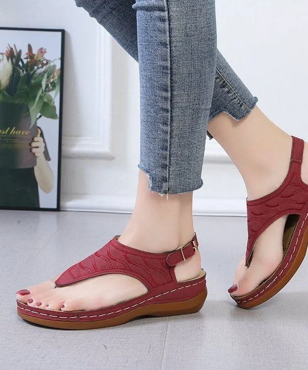 Boho Faux Leather Peep Toe Buckle Strap Splicing Blue Platform Sandals LY2692