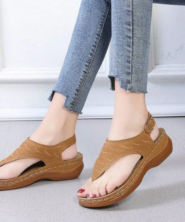 Boho Faux Leather Peep Toe Buckle Strap Splicing Blue Platform Sandals LY2692