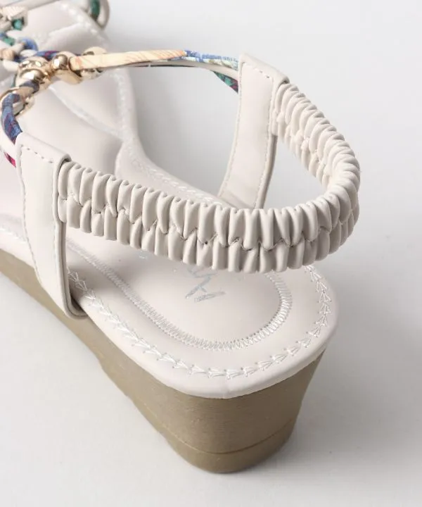 Boho Wedge Sandals - White