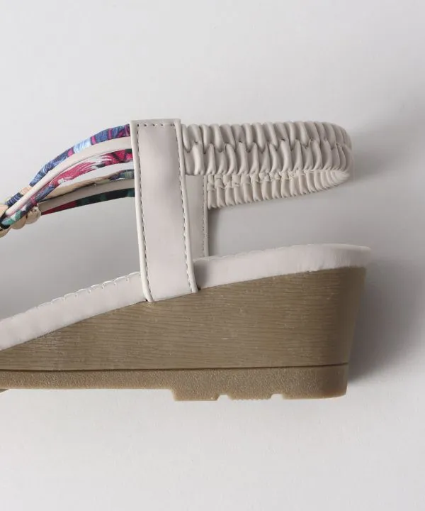 Boho Wedge Sandals - White