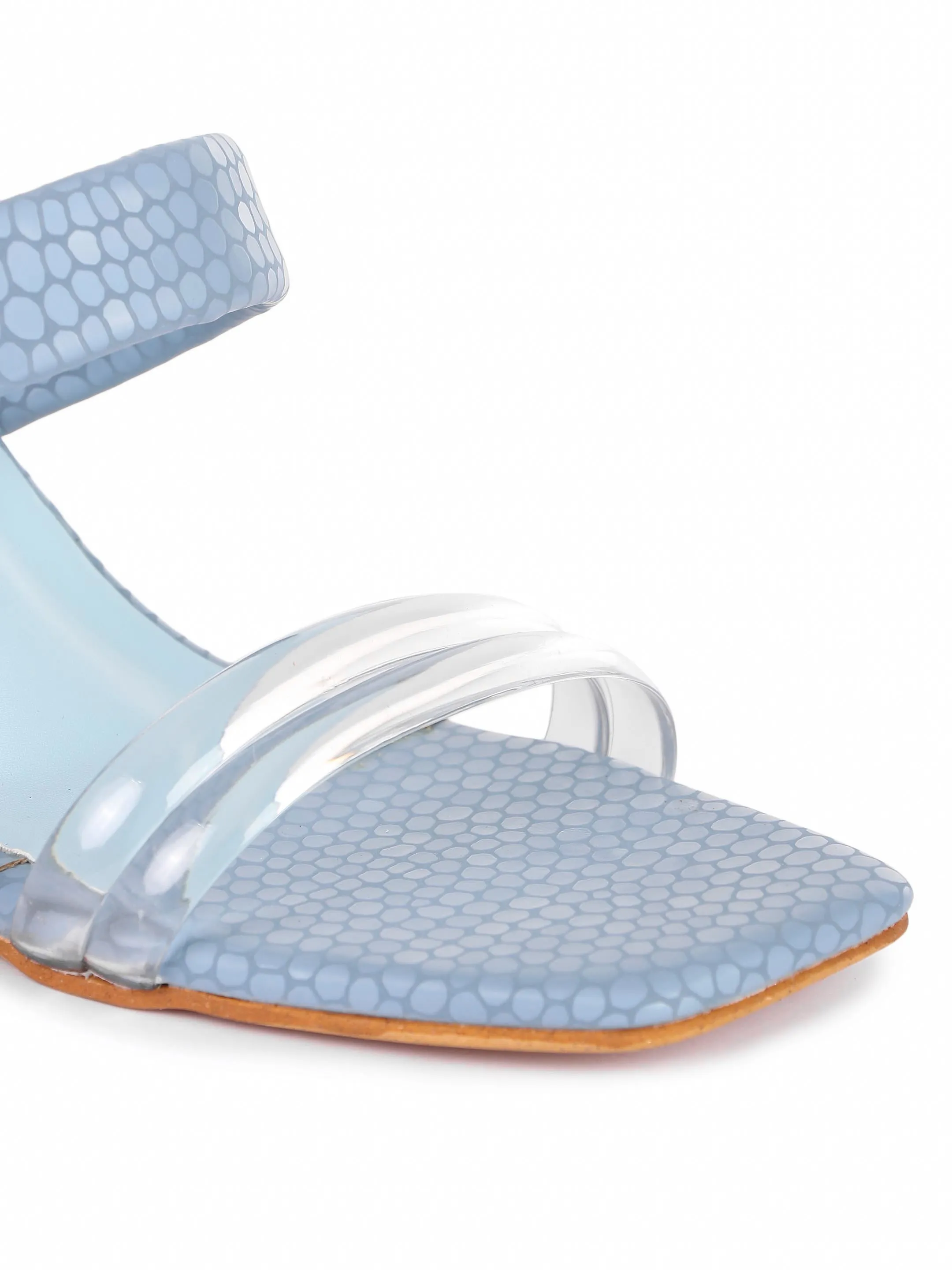 Brauch Women Blue Transparent Patterned Prism Block Heel