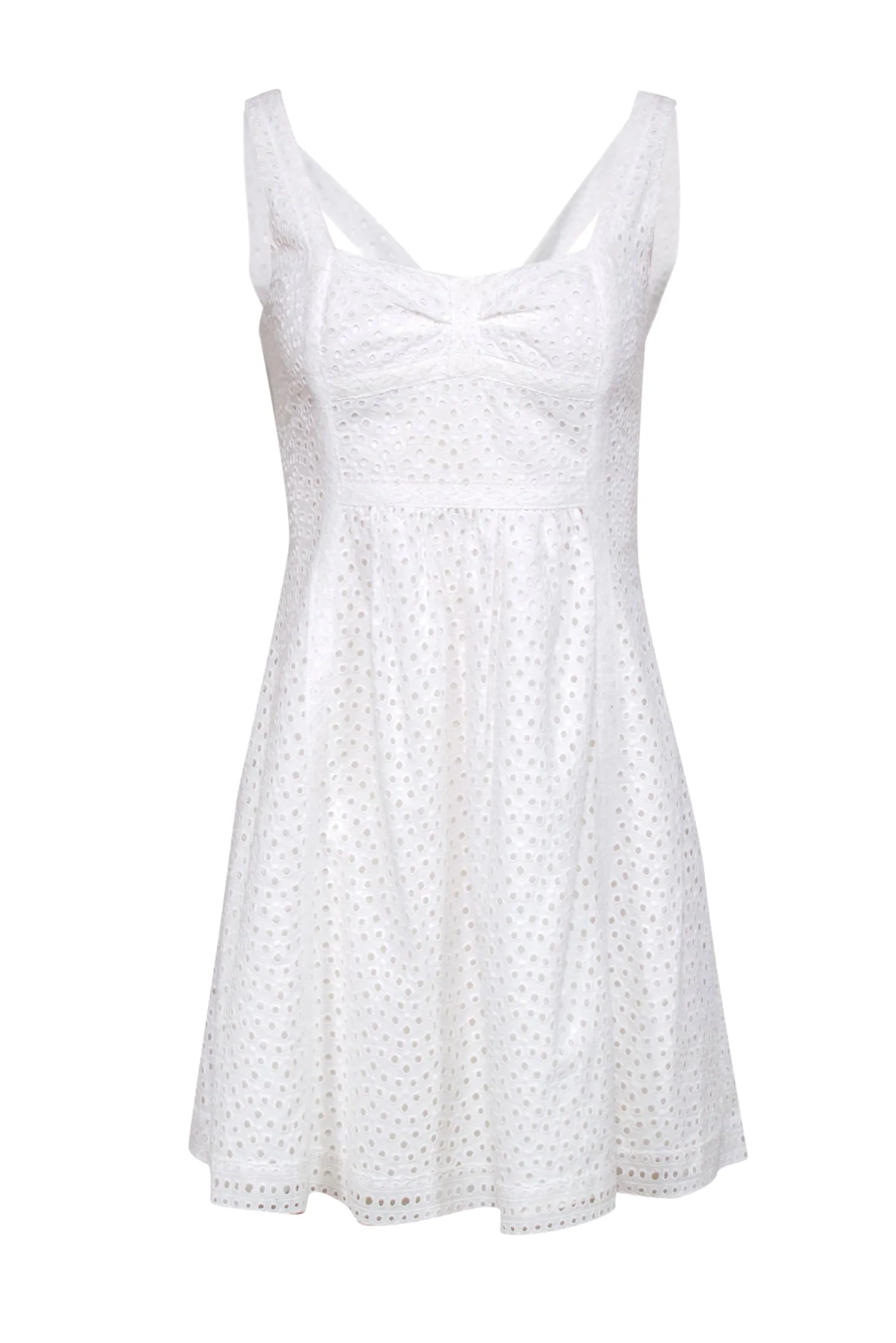 Cynthia Cynthia Steffe - White Eyelet Fit & Flare Dress w/ Lace Trim Sz 4