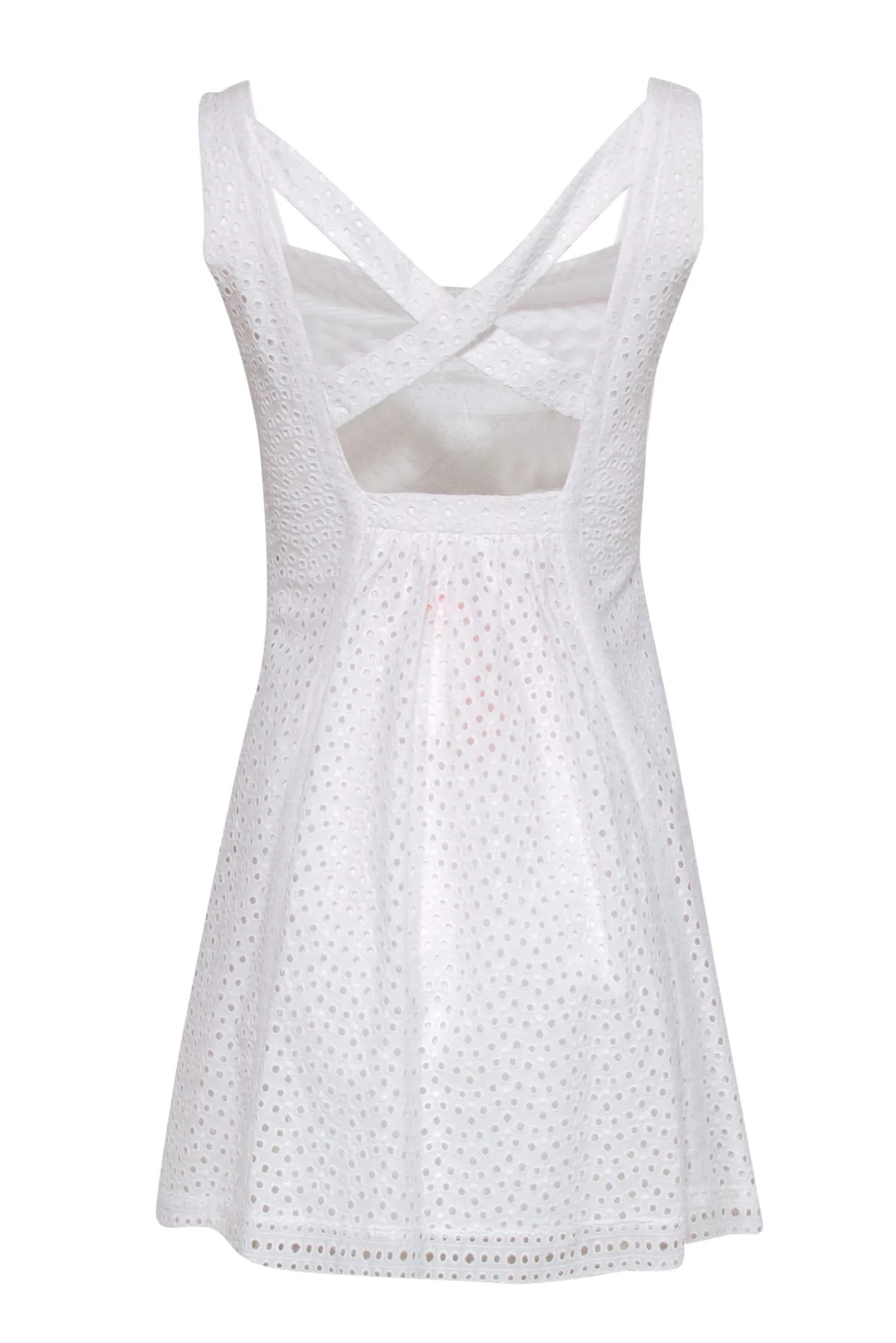 Cynthia Cynthia Steffe - White Eyelet Fit & Flare Dress w/ Lace Trim Sz 4