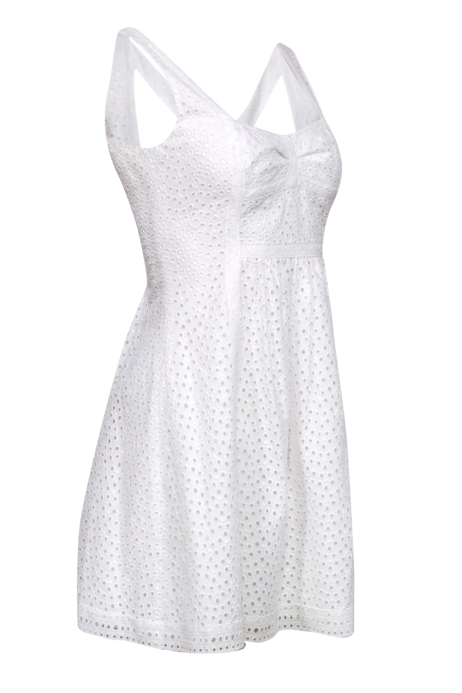 Cynthia Cynthia Steffe - White Eyelet Fit & Flare Dress w/ Lace Trim Sz 4