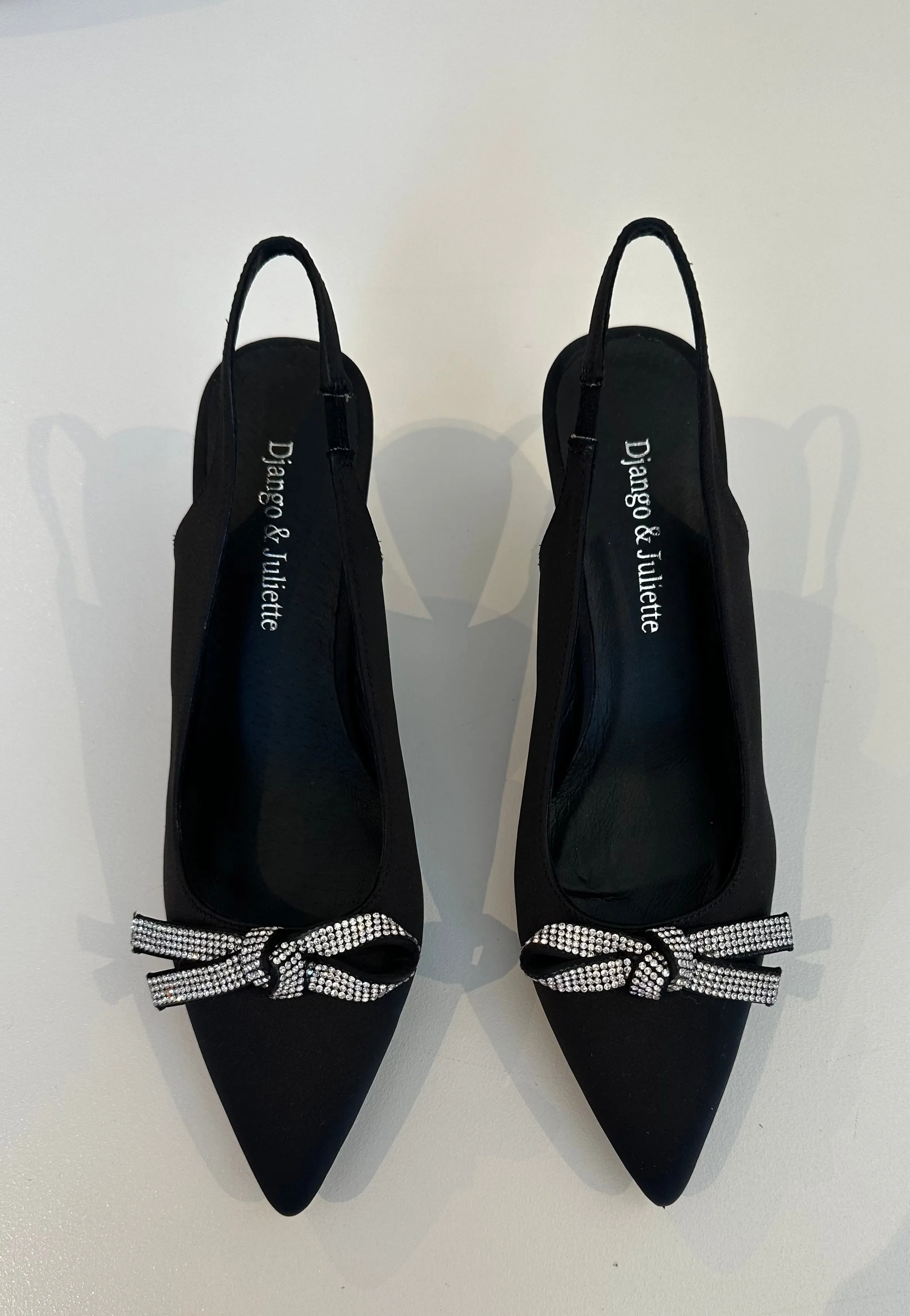 DJANGO & JULLIETTE Evitta Kitten Heel BLACK SATIN
