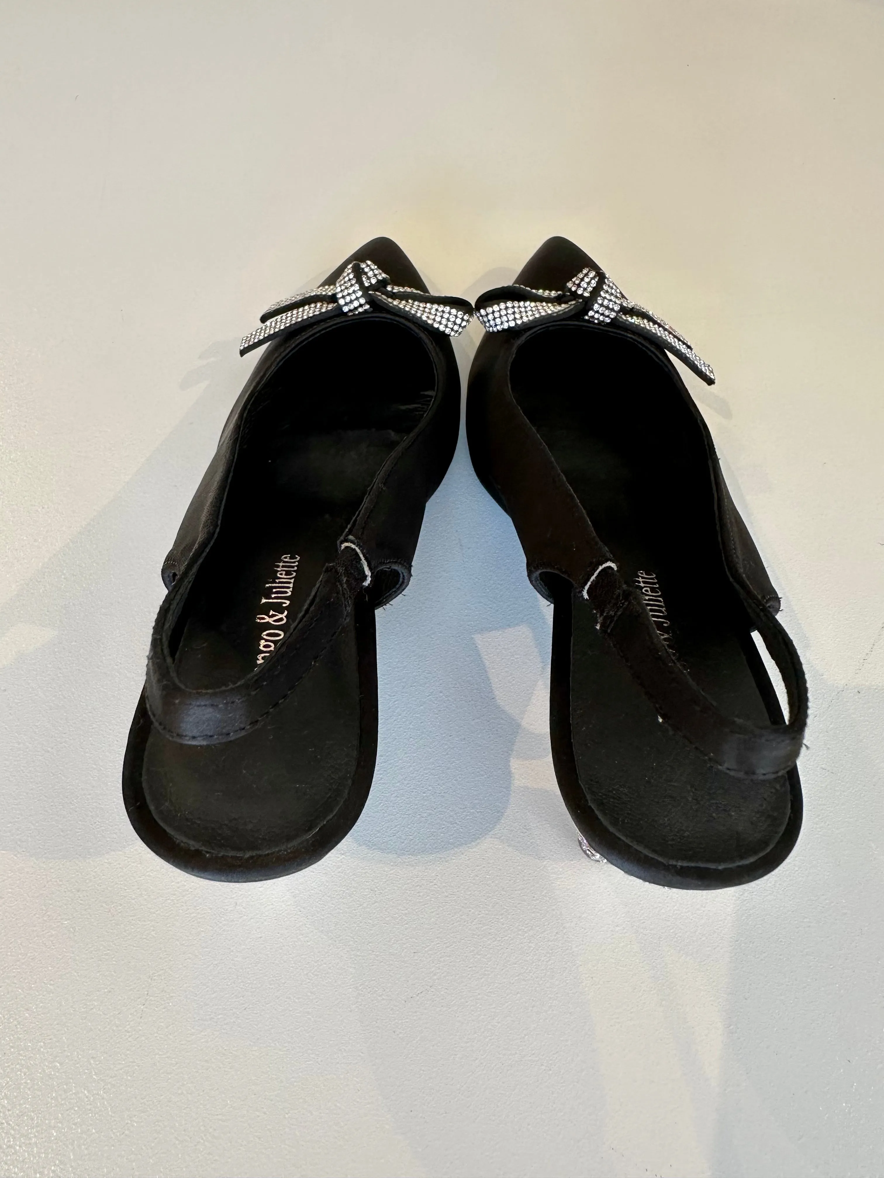 DJANGO & JULLIETTE Evitta Kitten Heel BLACK SATIN
