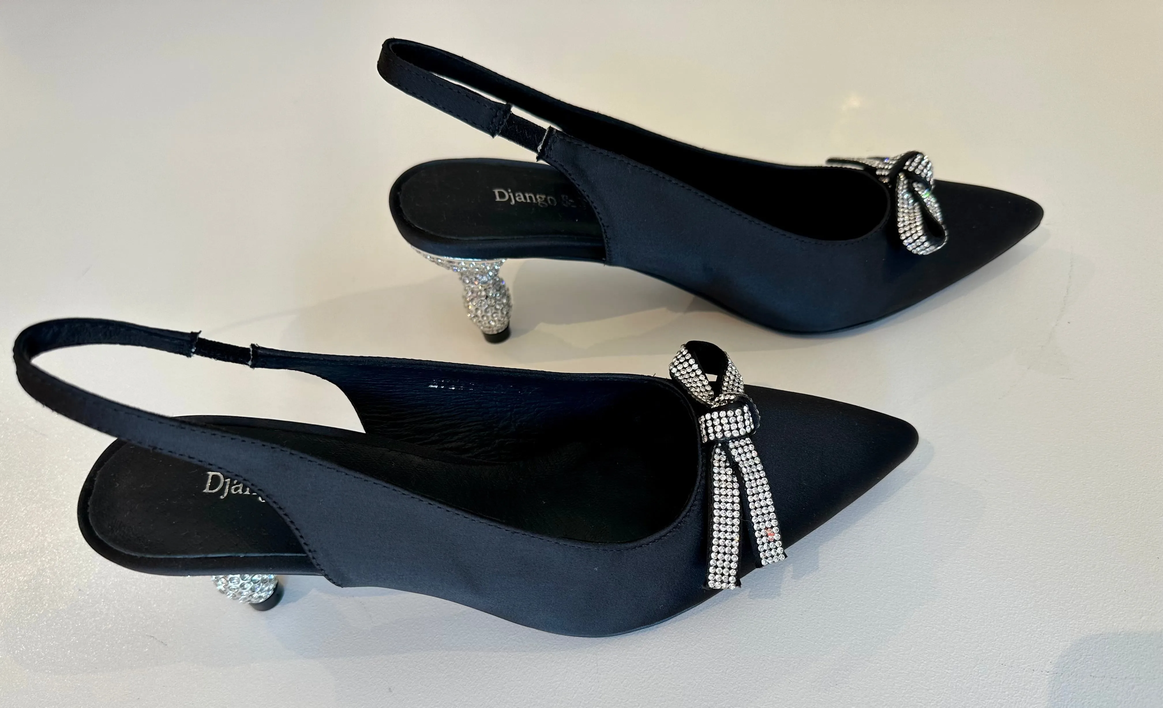DJANGO & JULLIETTE Evitta Kitten Heel BLACK SATIN