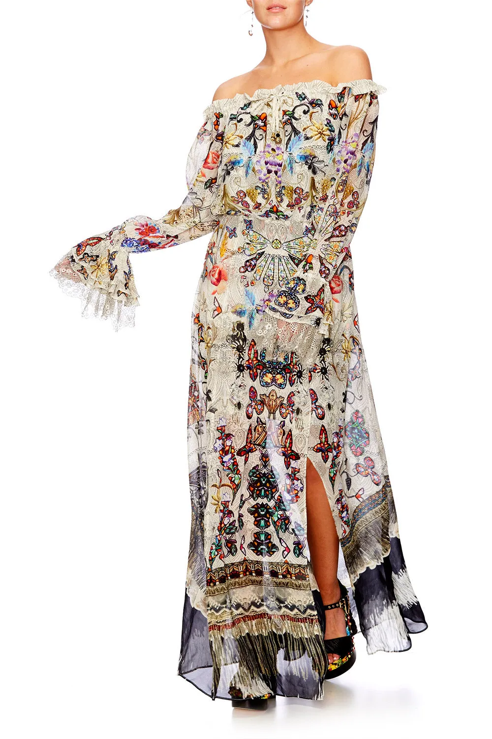 DROP SHOULDER SPLIT DRESS RAISE YOUR GLASS
