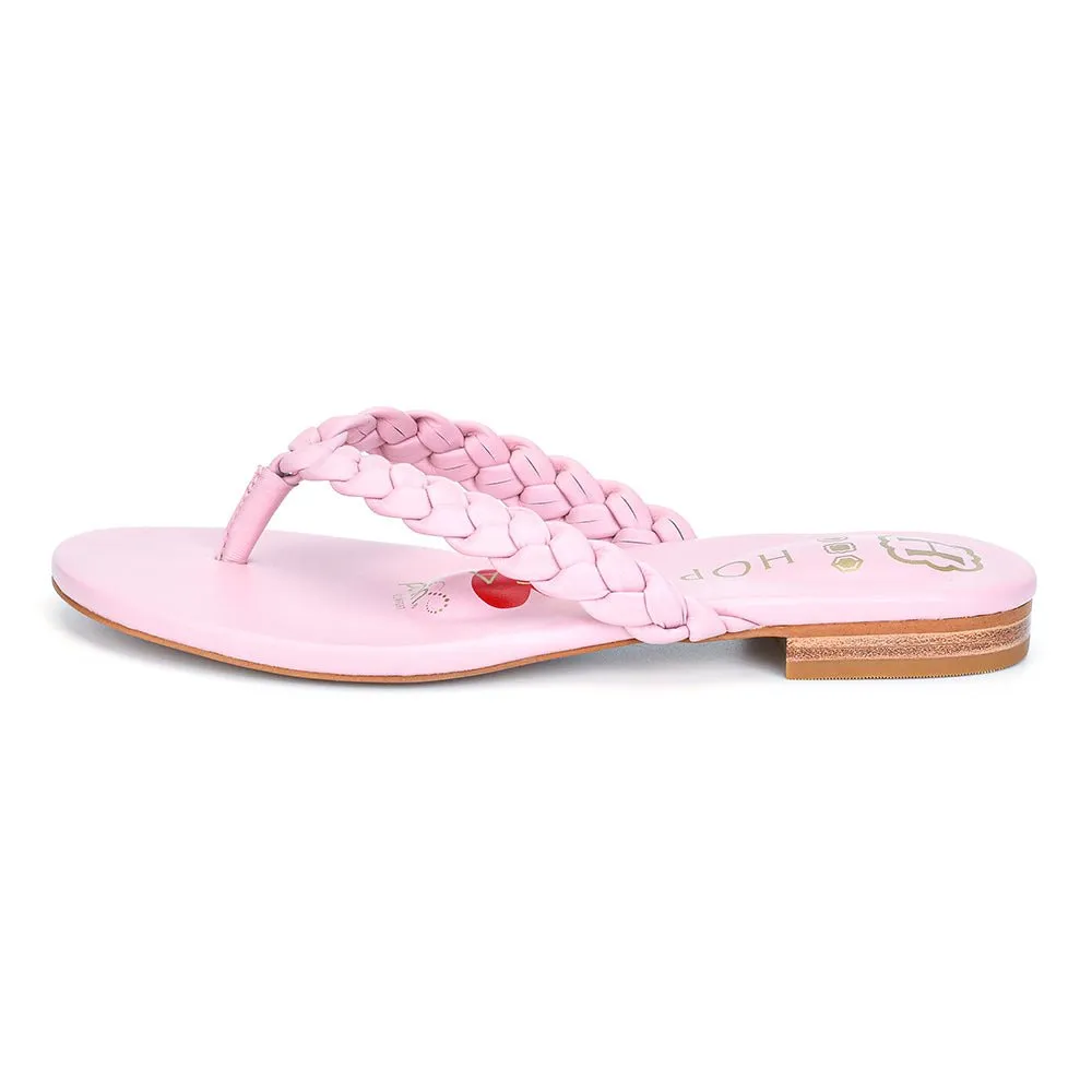 Luna Pink Braided Leather Sandal