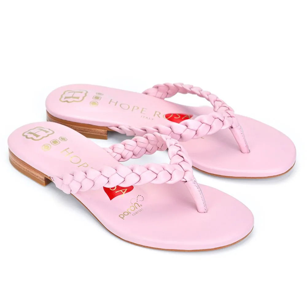 Luna Pink Braided Leather Sandal