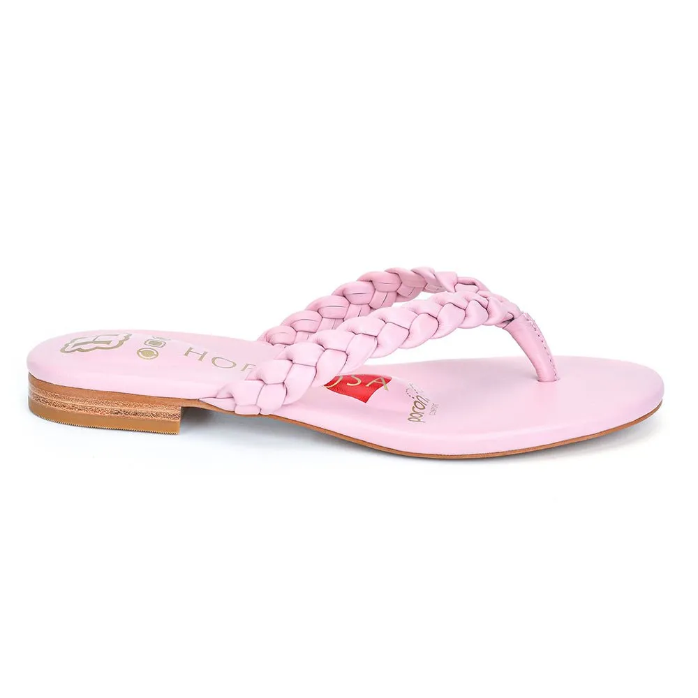 Luna Pink Braided Leather Sandal