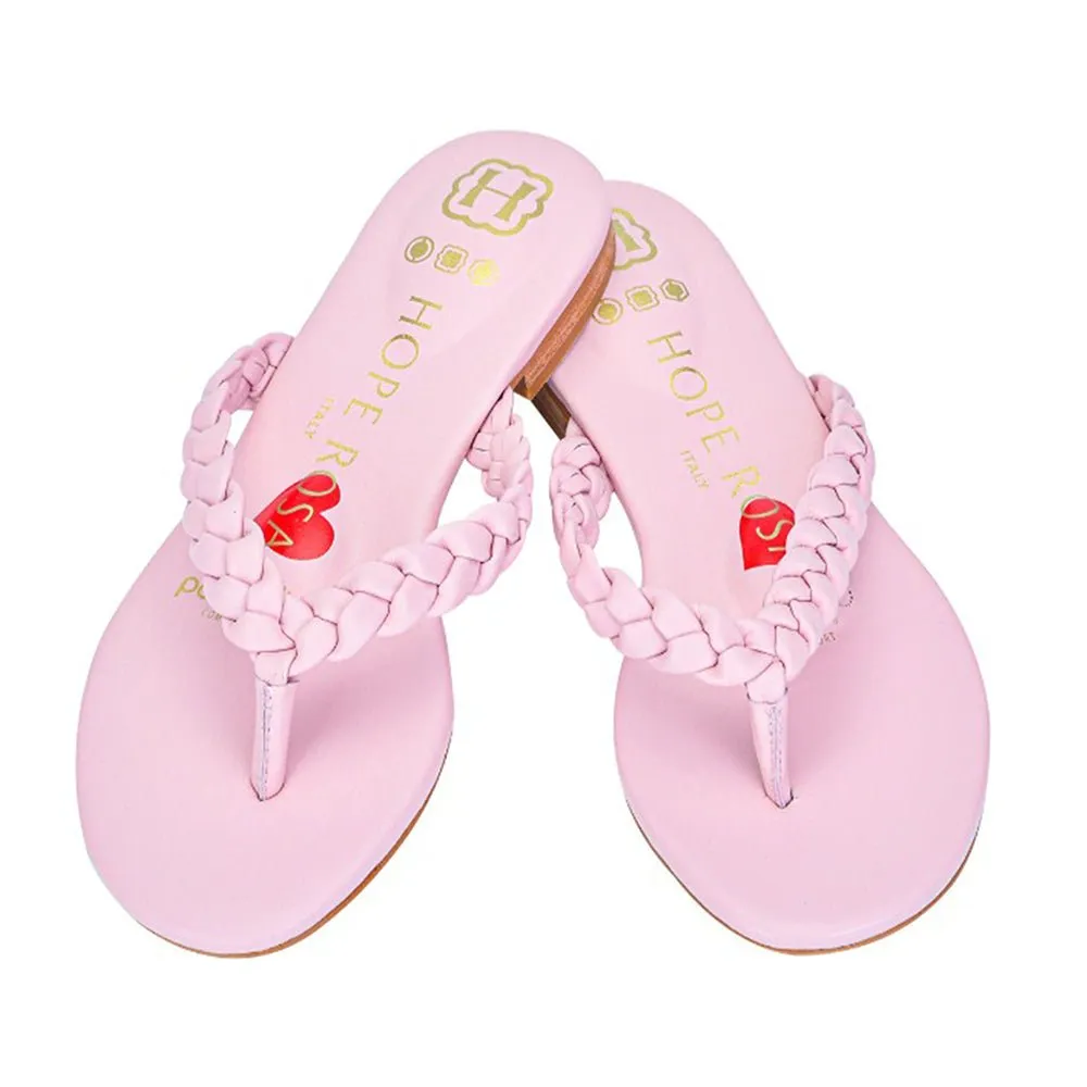 Luna Pink Braided Leather Sandal