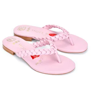 Luna Pink Braided Leather Sandal