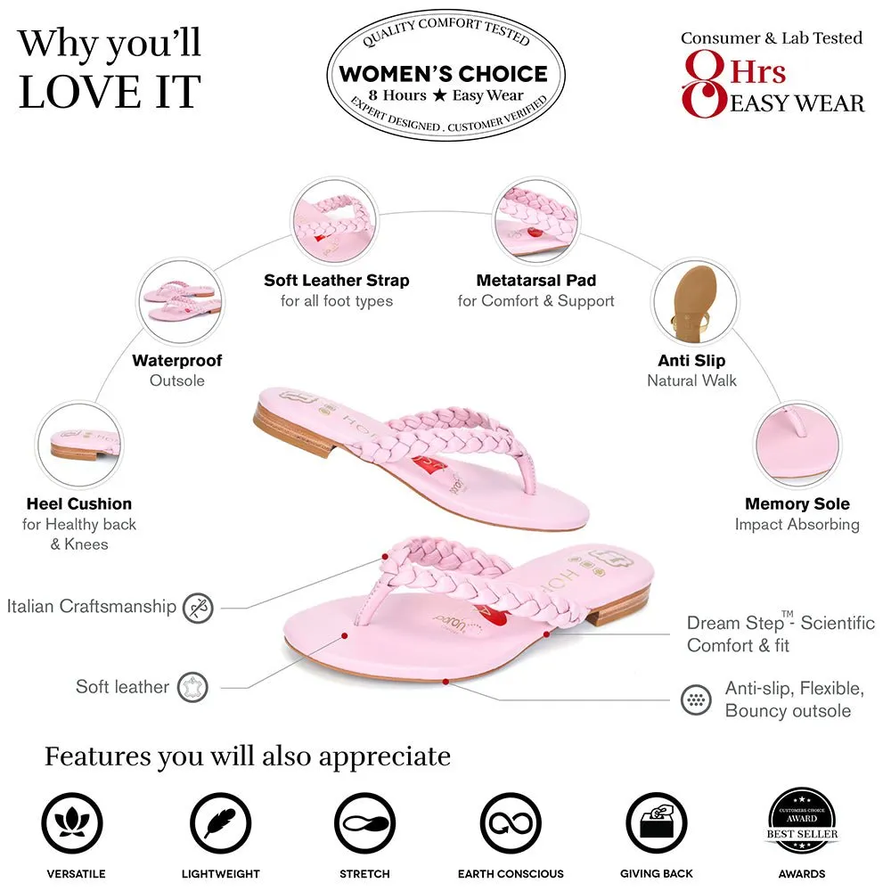Luna Pink Braided Leather Sandal