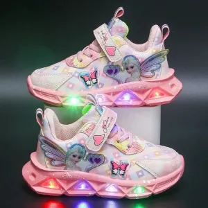 Pink Elsa Princess LED Lighting Sneakers for Baby Girls