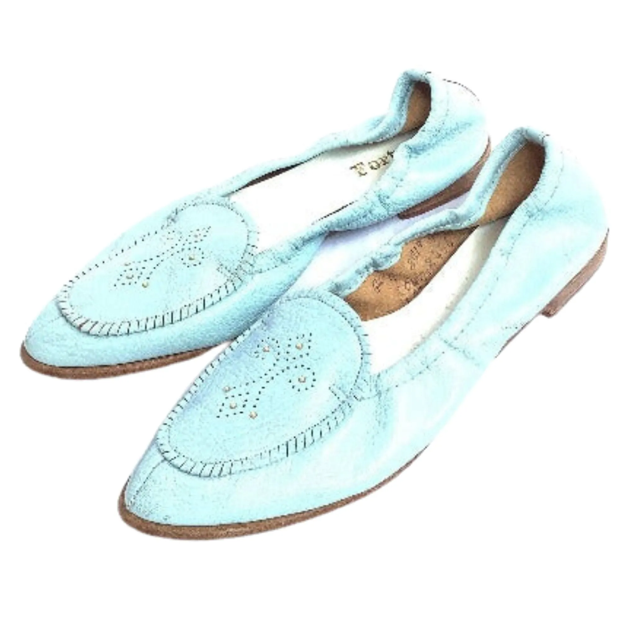 Vintage Blue Leather Flats