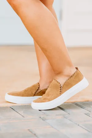 What A Find Tan Brown Suede Sneakers