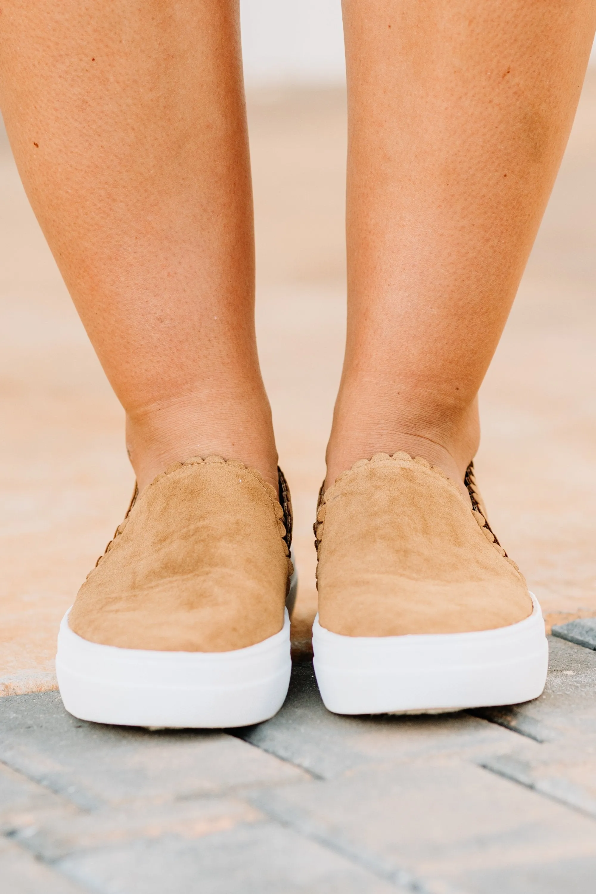 What A Find Tan Brown Suede Sneakers
