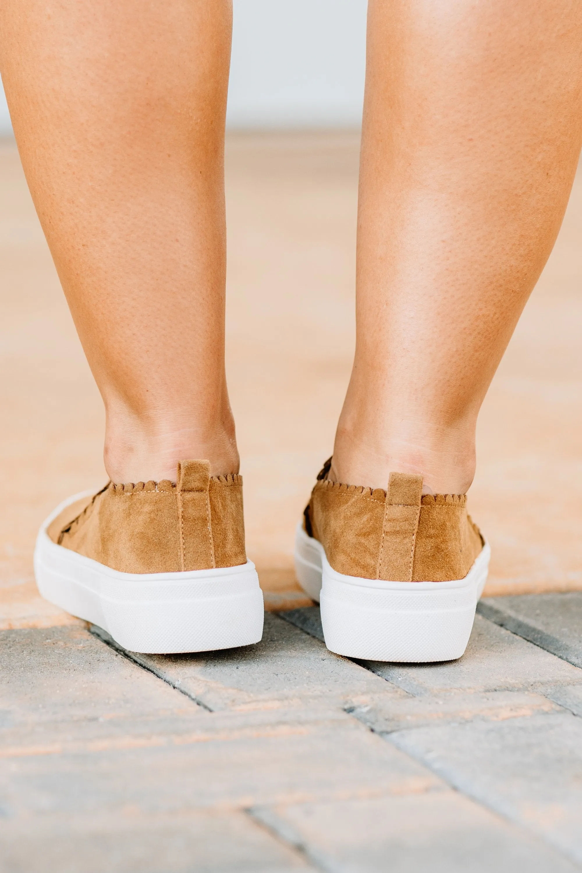 What A Find Tan Brown Suede Sneakers